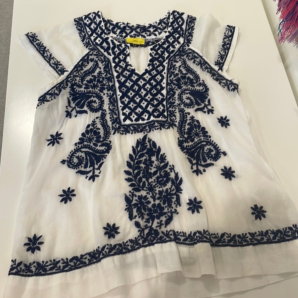 Navy and white blouse